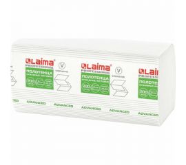 Бумажные полотенца LAIMA H3 ADVANCED 2-сл белые, КОМПЛЕКТ 20 пач, 22х23 см, V-сложение, 200 шт 111340 