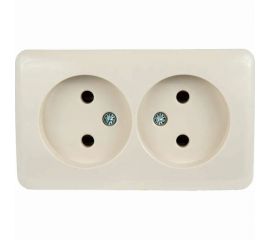 Двойная розетка Lezard VIOLA без заземления, закрытый корпус, керамика, кремовый 751-0300-128 