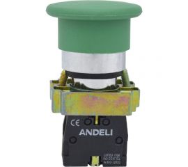Кнопка ANDELI XB2-BC31 Грибок, без подсветки, зеленый, 1НО ADL10-062 
