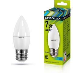 Электрическая светодиодная лампа Ergolux LED-C35-7W-E27-4K Свеча 7Вт E27 4500K 172-265В 13298 