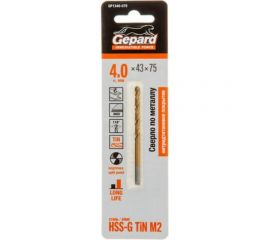 Сверло спиральное по металлу 4x43x75 мм, HSS TIN Gepard GP1340-075 