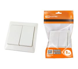 2-клавишный выключатель TDM 10А белый "Ильмень" TDM SQ1823-0002 