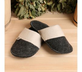 Тапочки банные Добропаровъ серые, с отворотом, 26 см внутренняя стелька 7819676 