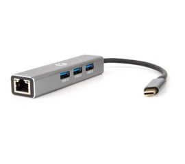 Кабель-концентратор VCOM USB 3.1 Type-C /m - RJ-45+3port USB 3.0/f, Aluminum Shell DH311A 