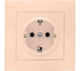 1-местная розетка EKF Валенсия, с заземлением 16А кремовая с защитными шторками PROxima EWR16-028-20 