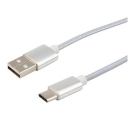 Кабель USB Type-C - USB REXANT 2,4A серебристая нейлоновая оплетка 1 м 18-1884 
