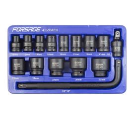 Набор головок ударных 6-гранных (15 шт.; 1/2""; 10-32 мм) в ложементе Forsage 16246 