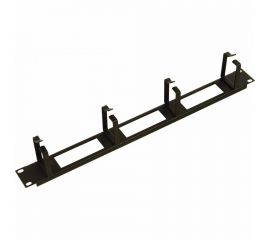 Горизонтальный кабельный органайзер ЦМО с окнами, 19, 1U, 4 кольца, черный ГКО-О-4.62-9005 