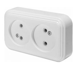 2-местная розетка STEKKER без заземления PST16-30-20 RA 16-237-Б, пластик АВС, 16А, IP20, белый 39693 