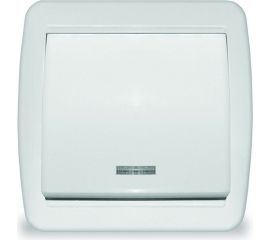 Одноклавишный выключатель UNIVersal Клио с подсветкой, IP44, открытой устанвоки, 10А, 220В, белый еврослот К2225 