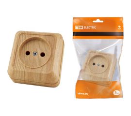 Розетка TDM 2П открытой установки IP20 10А 250В (керамика) сосна "Ладога" SQ1801-0410 