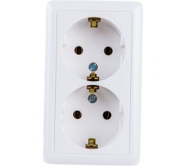 Двойная розетка Schneider Electric ХИТ, О/У, с заземлением, без шторок, белый RA16-238I-B 