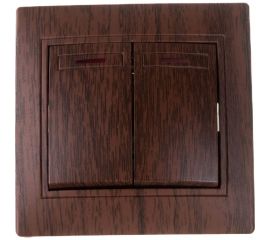 Выключатель Intro Plano 1-105-10 двухклавишный с подсветкой, 10А-250В, IP20, СУ, венге, Б0053784 