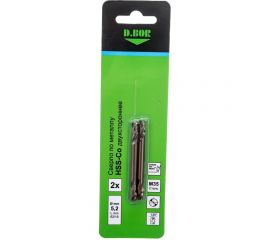 Сверло по металлу двухсторонне COBALT 5%, HSS-Co, 5.2х18х62 мм, 2 шт D.BOR D-TD-DE-CO5-052-02 
