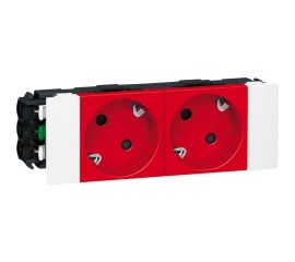 Механизм розетки Legrand 2-м СП Mosaic 4 модуля 2К+З для кабель-канала DLP с механической блокировкой красный Leg 077422 