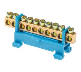 Шина N нулевая ЮПИТЕР с изолятором на DIN-рейку 6x9мм 10 групп малая стойка JP7208-02 