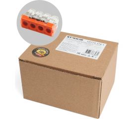 Монтажная 4-проводная клемма STEKKER для 1-жильного проводника (с пастой), LD773-174-1, 50 штук 39872 