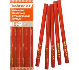 Строительный карандаш BOHRER 180 мм черный 12 шт 41151180 