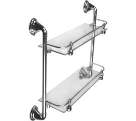 Полка для ванной комнаты Аквалиния стеклянная, с бортиком, 2-х ярусная 08.3112 