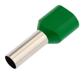 Штыревой втулочный изолированный наконечник REXANT F-14 мм 2x6 мм2 НШВи2 6.0-14 зеленый 10 шт 06-0412-A 