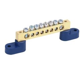 Нулевая N шина на двух угловых синих изоляторах REXANT 8х12 мм 8 групп 11-2333 