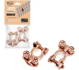 Клеммы АКБ в комплекте StartVOLT латунь, прижимная планка до 50 мм Asia type 3 SBT 006 