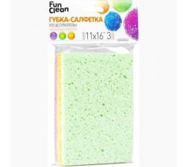 Губка-салфетка для мытья поверхностей Fun Clean целлюлоза, 3 шт. 7789 