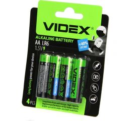 Алкалиновые элементы питания Videx АА/LR6 4 шт на блистере VID-LR6-4BC 