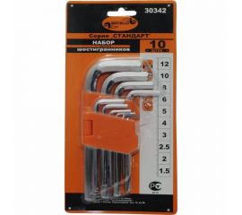 Набор Г-образных шестигранников (10 шт; 1.5-12 мм) АвтоDело 30342 10948 