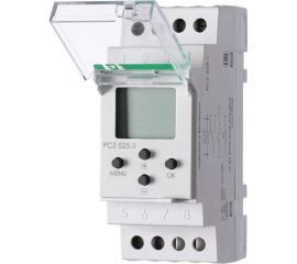 Астрономическое реле времени Евроавтоматика PCZ-525-3, коррекция времени вкл/выкл, ночной перерыв, 2 модуля, c функцией NFC 2 DIN F&F EA02.002.014 