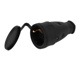 Розетка ЭРА RX10-B-IP44 каучуковая c заземлением 16А IP44 прямая черная Б0055418 