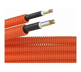 Гибкая гофрированная труба с кабелем DKC ПНД, д16мм, цвет оранжевый, 3х2,5 50м 7S91650 