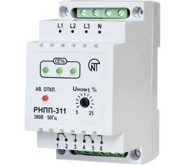Реле напряжения, перекоса и последовательности фаз Новатек-Электро РНПП-311 250 сек. 3425600311-250 