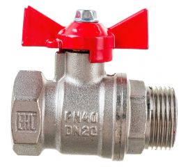 Шаровой для воды VALFEX 3/4"" ВР/НР бабочка, никелированная латунь 11Б27фт1М VF.218.NB1.034.Bir 