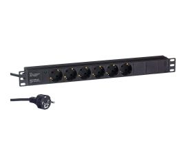 Блок розеток ExeGate ServerPro PDU-19H602 Al-6S-EU2CU, 19, 1U, алюминий, 6Schuko, евровилка, 2м 280827 