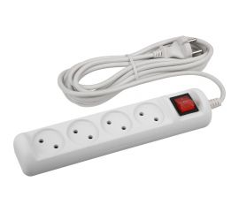 Удлинитель ЭРА U-4s-3m-2x1 без заземления, с выключателем, 4 гнезда, 3 м, ПВС, 2х1мм2, 10А, 20/600 Б0044053 