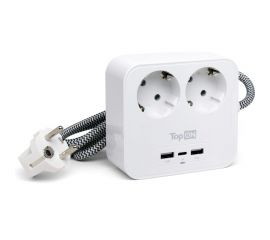 Сетевой фильтр TopOn на 2 розетки с 2 USB-A и USB-C, 4000W, 1.5 м Белый TOP-PWS2 