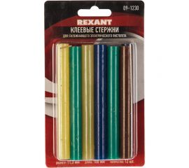 Клеевые стержни d=11,3 мм, L=100 мм, цветные, 12 шт. блистер Rexant 09-1230 