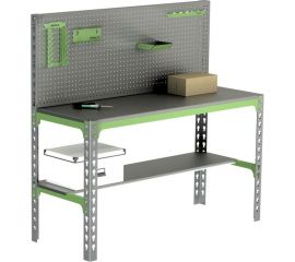 Металлический стол Metalex 750x1500x500 + перфопанель с комплектом аксессуаров SMMPRIA751550 