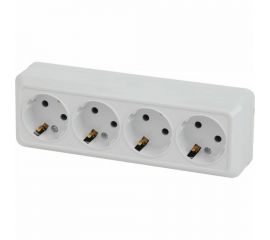 Розетка Intro Quadro с заземлением четырехместная 4x2P+E, 16А-250В, IP20, открытая установка, белый, Б0053838 