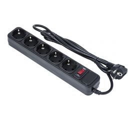 Сетевой фильтр ExeGate SP-5-1.8B 5 евро с заземлением, 1.8м, выключатель с подсветкой, черный 221175 