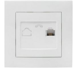 Розетка EKF Phone Минск, 1-местная, ОП, белая, Basic SQEGT01-034-10 