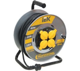 Катушка с термозащитой IEK ""Professional"" УК40 металлическая, 4 места, 2Р+PЕ/40м, КГ, 3х1,5мм2, IP44 WKP16-16-04-40-44 
