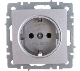 1-местная розетка IEK Brite рс11-1-0-бра с заземлением, без защитных шторок, 16А, алюминий BR-R11-16-K47 