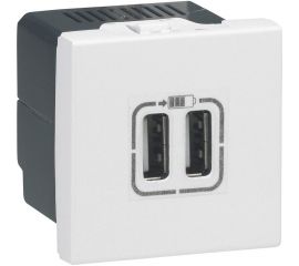 2-местная USB розетка Legrand Mosaic для зарядки, цвет белый 278594L 