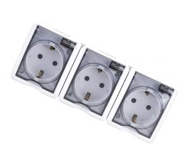 Розетка ЭРА 11-2406-01 3х2P E IP54, шторки, 16A-250В, ОУ, белый Б0020722 