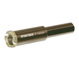 Коронка алмазная по керамограниту/керамике Профи (14х65 мм) ПРАКТИКА 917-545 