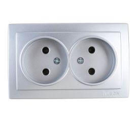 Розетка NILSON 2ОП серебро Themis metallic 26131024 