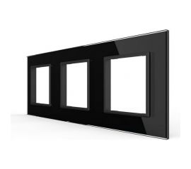 Рамка для розетки LIVOLO 3 поста, цвет черный, стекло BB-C7-SR/SR/SR-12 