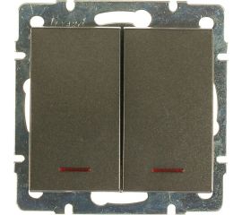 Двойной выключатель LEZARD RAIN с подсв-й цв. черный графит матовый 703-4188-112 